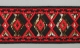 Jacquardborte, 24mm, gold mit rot, 25m Karte