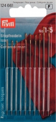 Stopfnadeln, Prym, lang, No. 1-5, Karte á 10 Stück, silber
