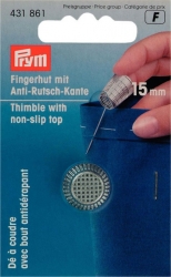Fingerhut, Prym, 15mm, Anti-Rutsch Kante, silber, Karte á 1 Stück