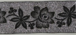 Jacquardborte, 35mm, silber mit schwarz, 25m Karte