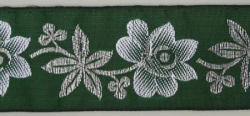 Jacquardborte, 35mm, grün mit silber und weiß, 25m Karte