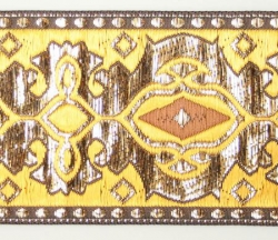 Jacquardborte, 48mm breit, gold mit gold, 25m Karte