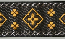 Jacquardborte, 32mm breit, silber mit gold, 25m Karte