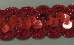Paillettenborte, 20mm breit, rot, 25m Karte
