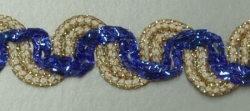 Lurex-Schlinge, 15mm breit, gold - königsblau, 25m Karte