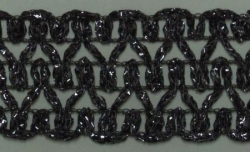 Lurex-Band, 28mm breit, 100% Synthetic, schwarz, 25m Karte