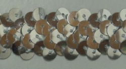 Paillettenband, Paillettenbänder, 20mm breit, elastisch, 2-reihig, silber, 25m Karte