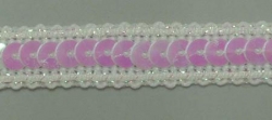 Paillettenborte, 12mm breit, weiß mit rosa, 25m Karte