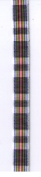 Band, 7mm breit, gewebt, Blau-Weiss-Rot-Gelb-Grün, 100 Meter Rolle